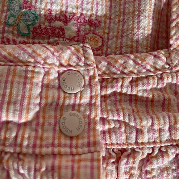 Oshkosh Baby Pink Plaid Seersucker Summer Dress Size XL (12 Months), Butterflies - Picture 3 of 8